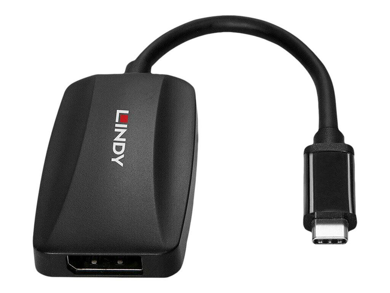 Lindy / adapter / 24 pin USB-c (m) to displayport (f) / displayport 1.4 / 13 cm / 8k60hz (7680 x 4320) support, 4k120hz (3840 x 2160) support / black-null