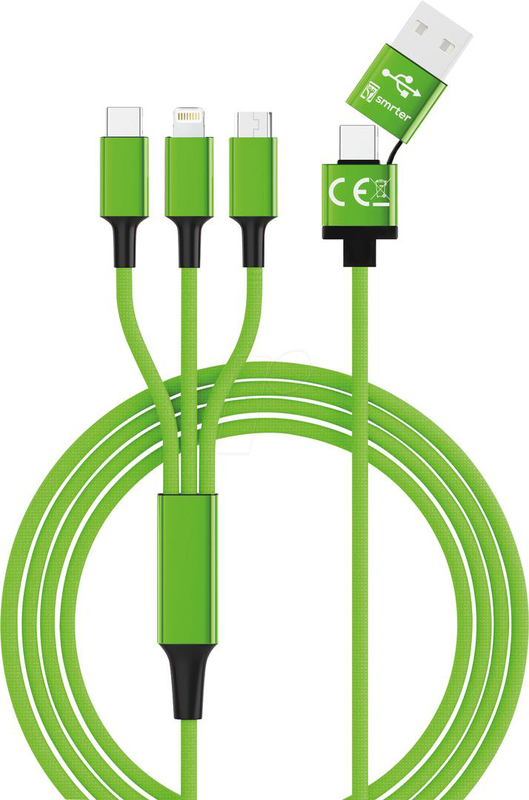 Smrter hydra ultra 5in1 nylon-ladekabel 120cm green retail - cable - digital - 1.2 m - USB typ c-null
