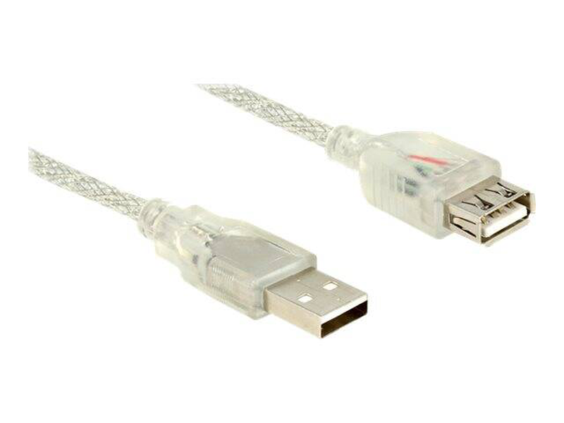 Delock / USB extension cable / USB (f) to USB (m) / USB 2.0 / 1 m / transparent, , medium-null