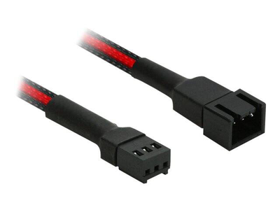 Nanoxia single sleeve - fan power extension cable - 3 pin molex (f) to 3 pin molex (m) - 30 cm - black, red, Black, medium
