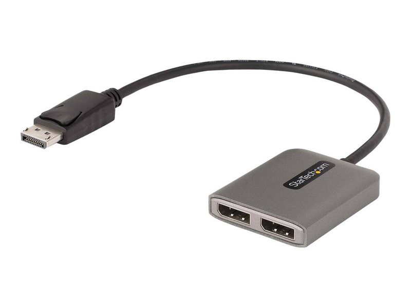 Startech.com 2-port displayport mst hub, dual 4k 60hz, dp to 2x displayport monitor adapter, dp 1.4 multi-monitor video adapter w/ 1ft built-in cable, USB powered, windows only - multi stream transport hub (mst14dp122dp) - hub - 1 x displayport + 1 x micr, , medium-null