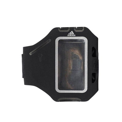 Run media arm pocket (11cm x 5.5cm), Black / White, medium