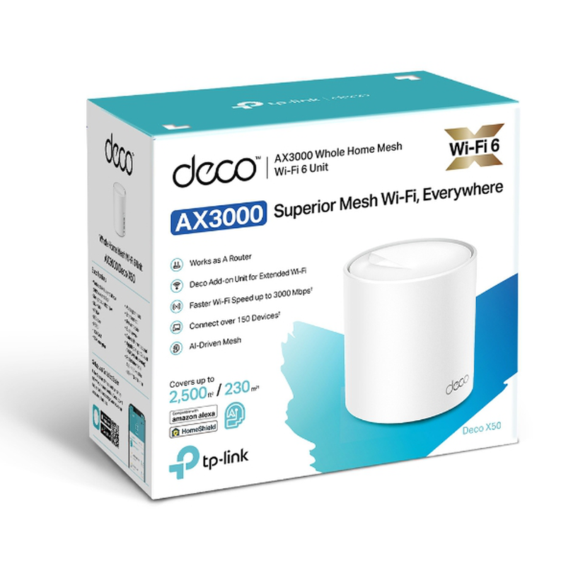Tp-link deco x50 ax3000 deco whole home mesh Wi-Fi 6 unit (1-pack), , medium-null