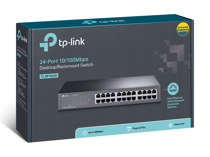 Tp-link tl-sf1024d 24-port 10/100mbps fast ethernet unmanaged desktop rackmount switch steel-null