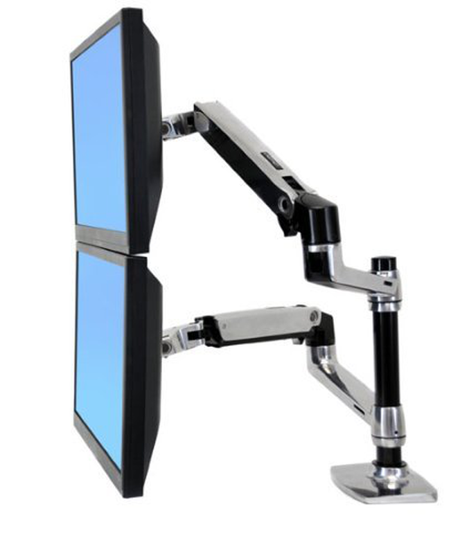 Ergotron lx dual stacking monitor arm 45-248-026 for 2 stacked screens up to 24" aluminium-null