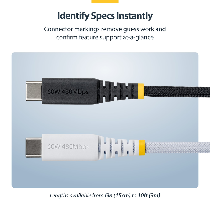 Startech.com 2m USB-c charging cable | 60w pd | black | 6.6 ft [2 m] | straight-null