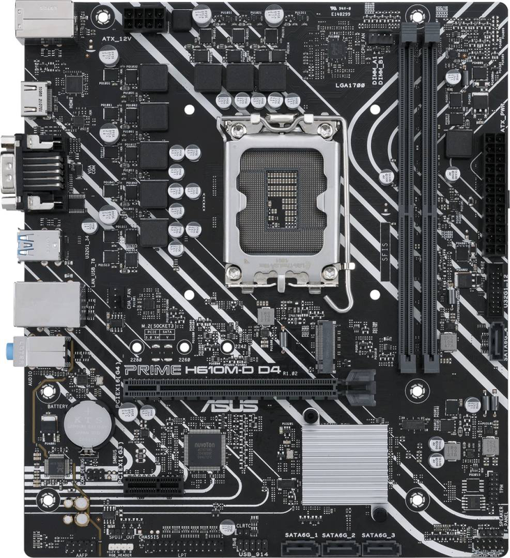 Asus prime h610m-d d4 micro-atx motherboard lga 1700 intel h610 ddr4 pcie 4.0 m.2 HDMI vga gbe lan black-null