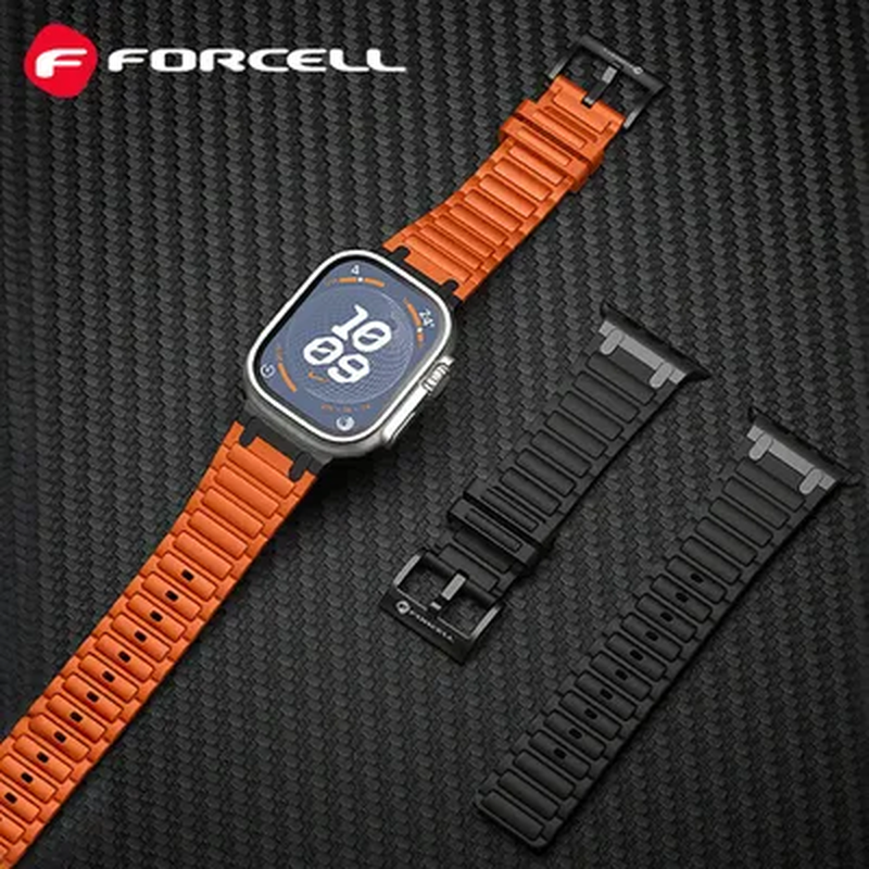 Apple watch strap forcell f-design fa06 hole silicone 42 / 44 / 45 / 49 mm orange, , medium-null