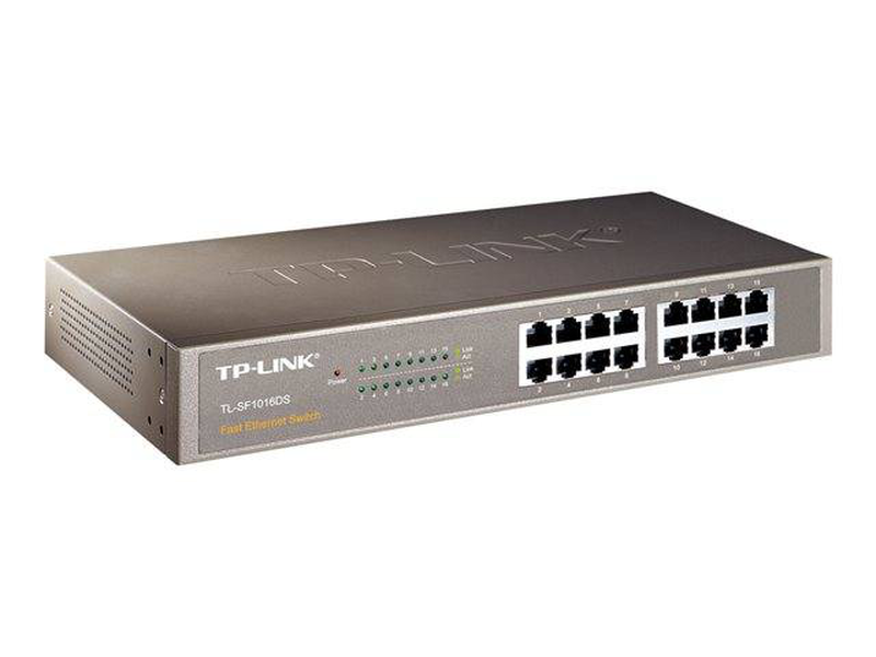 Tp-link tl-sf1016ds 16-port 10/100mbps fast ethernet unmanaged desktop rackmount switch steel-null