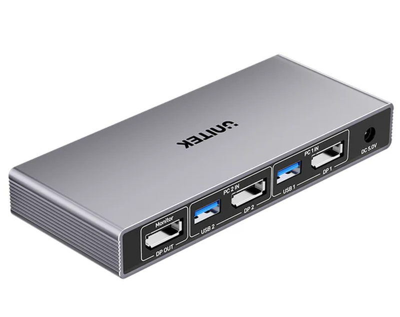 Unitek kvm displayport switch 2-1 8k60hz with 4-port USB 3.0 v1310a, , medium-null