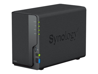 Synology disk station ds223 / nas server / 2 bays / sata 6GB/s / raid 0, 1, jbod / ram 2GB / gigabit ethernet / iscsi support, , medium