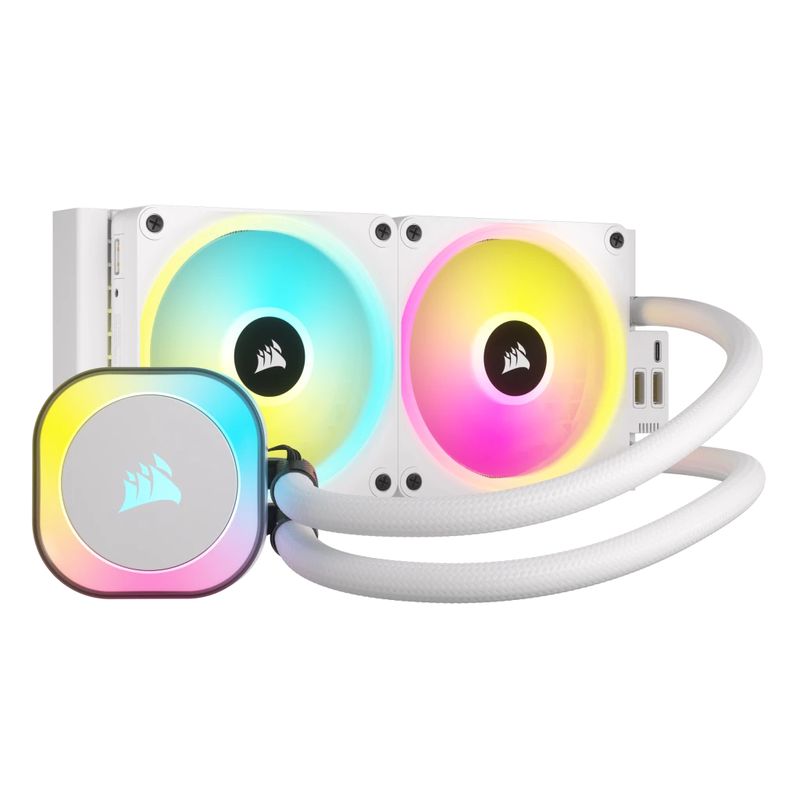 Corsair icue link h100i rgb aio liquid CPU cooler 240mm white (cw-9061005-ww)-null