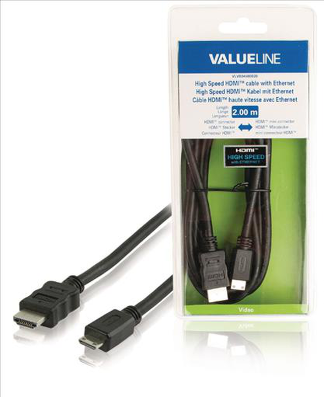 Hi- speed HDMI 2m cable HDMI con. - HDMI mini male black, , medium-null