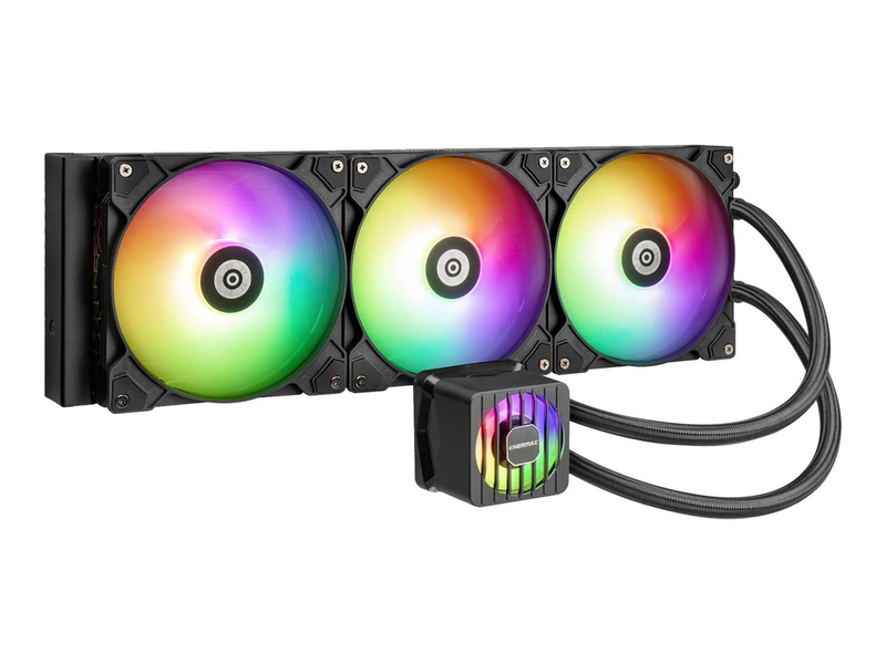 Enermax liqmaxflo 420 argb black 420mm aio liquid CPU cooler triple 140mm fans vrm fan copper base 420w tdp-null