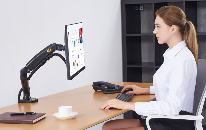 Nbmounts f80 gas strut desk monitor mount single arm black, , medium-null