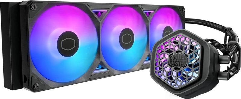 Cooler master masterliquid atmos II 360 vrm fan aio liquid CPU cooler 360mm argb dual-chamber pump 400mm tubing intel AMD black-null