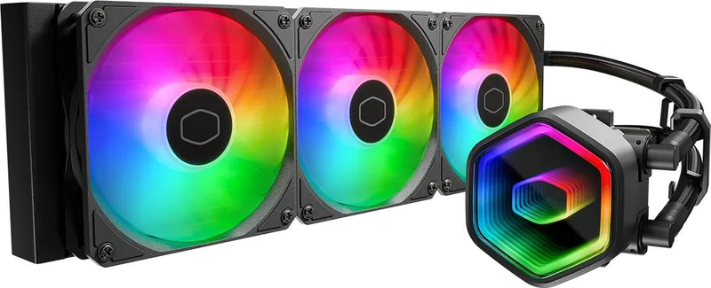 Cooler master masterliquid 360 core II argb black 360mm aio liquid CPU cooler triple 120mm fans copper base-null