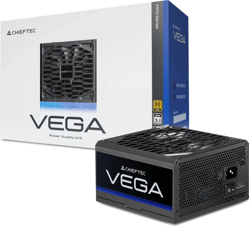 Chieftec vega ppg-850-s 850w power supply atx 3.1 80 plus gold pcie 5.0 16-pin 12v-2x6 135mm fdb black-null