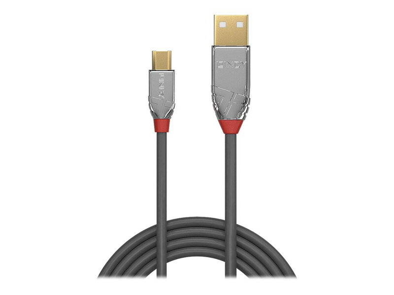 Lindy cromo - USB cable - USB (m) to micro-USB type b (m) - USB 2.0 - 5 m - round - grey-null