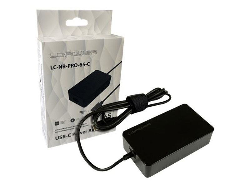 Lc-power lc-nb-pro-65-c 65w USB-c pd notebook charger 5-20v up to 3.25a with 1.2m cable black-null