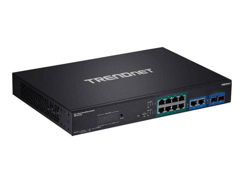 Trendnet tpe-3012ls 12-port gigabit poe+ smart surveillance switch | 8 poe+ ports | 110w | 1u rack-mountable, , medium-null