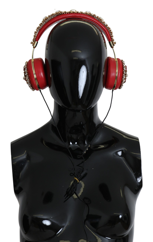 Frends leather red floral crystal headset headphones-null