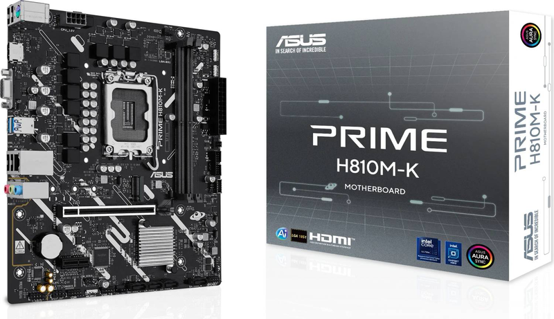 Asus prime h810m-k micro-atx motherboard lga 1851 intel h810 ddr5 pcie 4.0 m.2 HDMI vga gbe lan black-null
