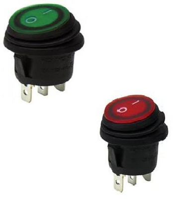 Rocker switch 3p with light 10a/250v red/green, , medium