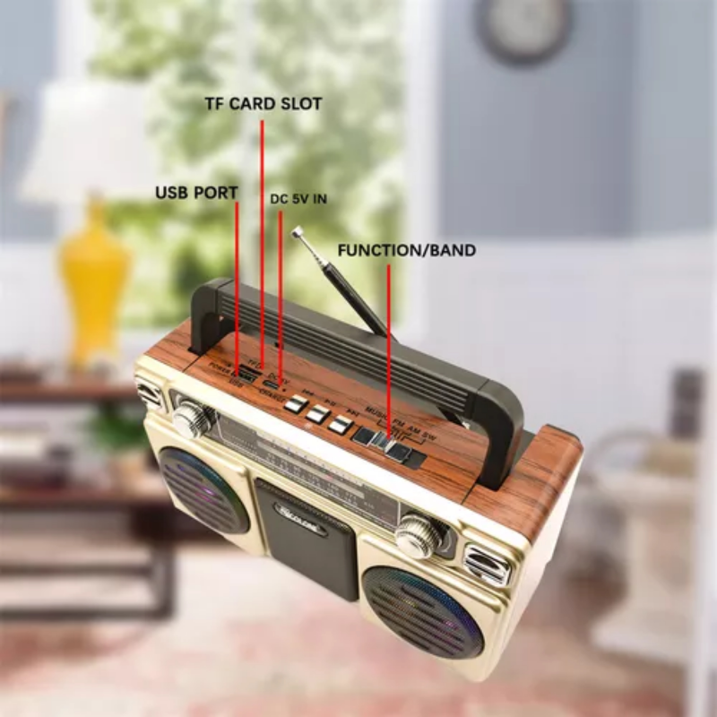 Επαναφορτιζόμενο φορητό ραδιόφωνο golons bluetooth /fm radio, , medium-null