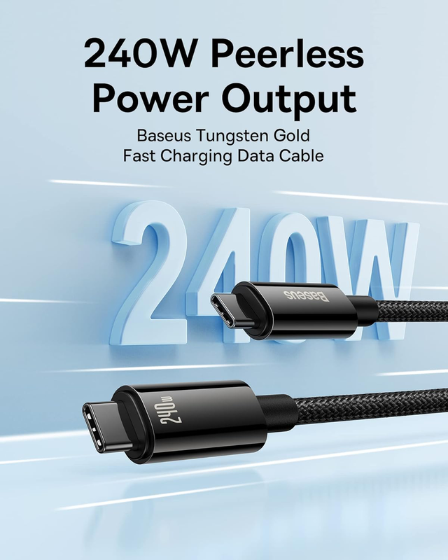 Baseus cable USB-c to USB-c tungsten gold 240w 1.0m blk, , medium-null