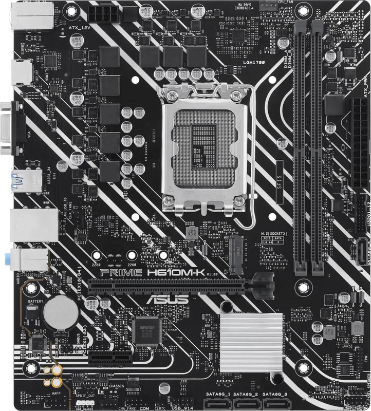 Asus prime h610m-k ddr5 micro-atx motherboard lga 1700 intel h610 pcie 4.0 m.2 HDMI vga gbe lan black-null