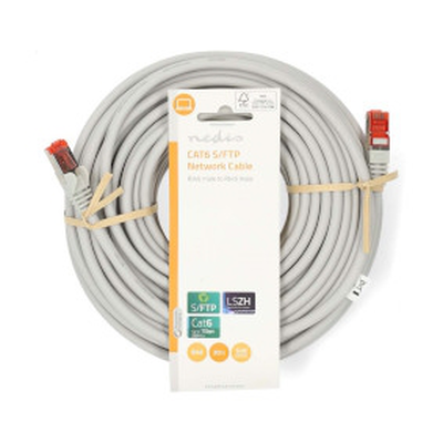 Cat6 network cable rj45 male rj45 male s/ftp 20.0 m round lszh grey label, , medium