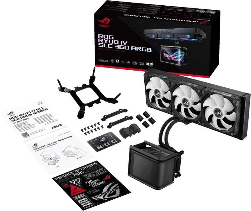 Asus rog ryuo iv slc 360 argb aio liquid CPU cooler 360mm 6.67 inch amOLED aura sync lga1700 1851 am5 am4 black-null
