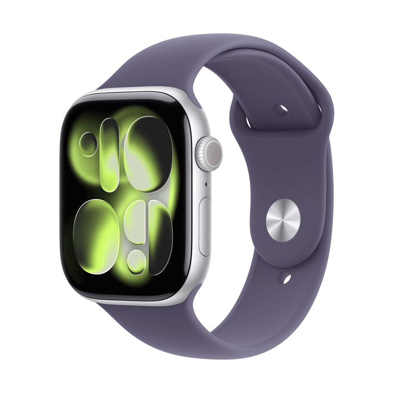 Apple watch series 11 GPS 46mm silver aluminium case with purple sport band - m/l-null