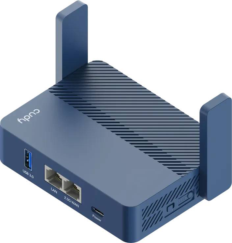 Cudy tr3000 ax3000 Wi-Fi 6 pocket travel router, 2.5G wan + gigabit lan, USB 3.0, vpn, dual-band 160mhz, blue-null