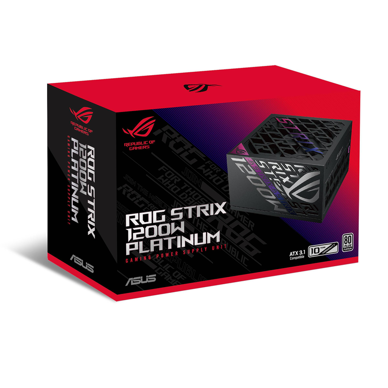 Asus rog strix 1200w platinum power supply atx 3.1 gan fully modular 12v-2x6 600w pcie 5.1 135mm aura rgb black-null