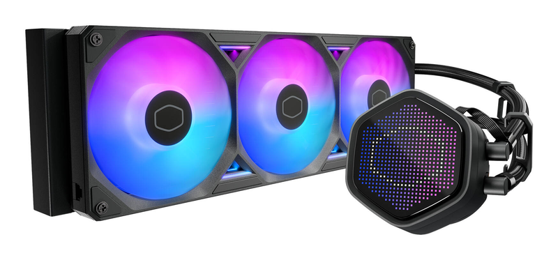 Cooler master masterliquid atmos II pixel led 360 aio liquid CPU cooler 360mm push-pull argb pixel display black-null