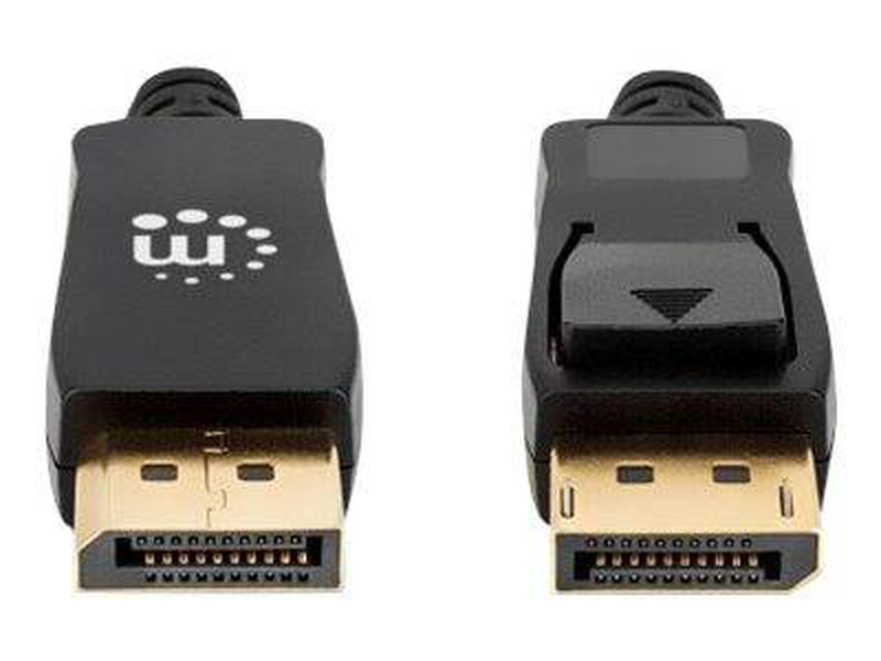 Manhattan displayport 1.4 cable, 8k@60hz, 2m, braided cable, male to male, with latches, fully shielded, black,-null
