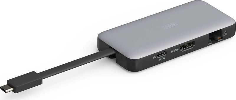 Digitus da-70916 7-in-1 USB-c travel docking station 4k 60hz HDMI hdr gigabit ethernet 100w pd 2x USB-a 5GBps sd microsd-null