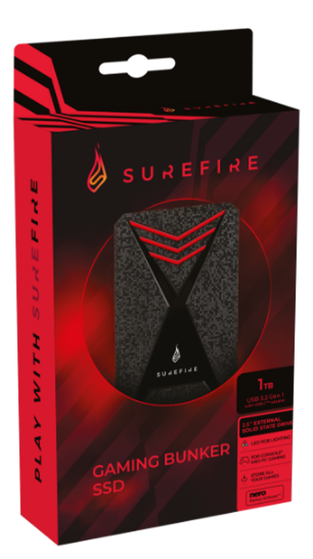 Verbatim surefire ssd external USB 3.0 1TB gx3 gaming 3.2 1gen bk/redline image number null