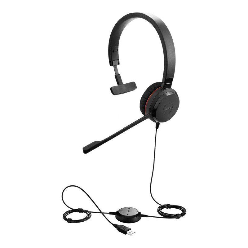 Jabra evolve 30 II uc mono 5393-829-309 wired on-ear office headset USB-a 3.5mm noise-cancelling mic black-null