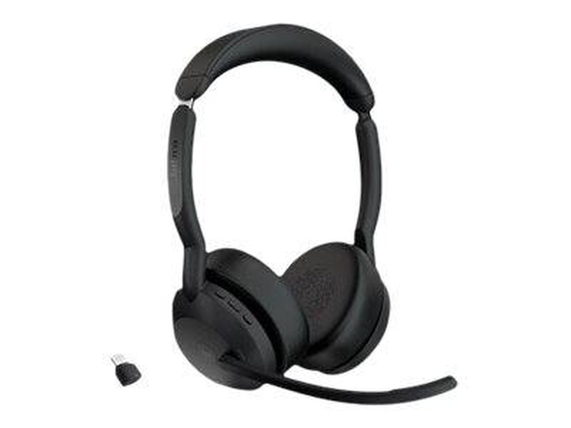 Jabra evolve2 55 ms stereo / headset / on-ear / bluetooth / wireless / active noise cancelling / USB-c / black / zoom certified, cisco webex certified, avaya certified, unify certified, , medium-null