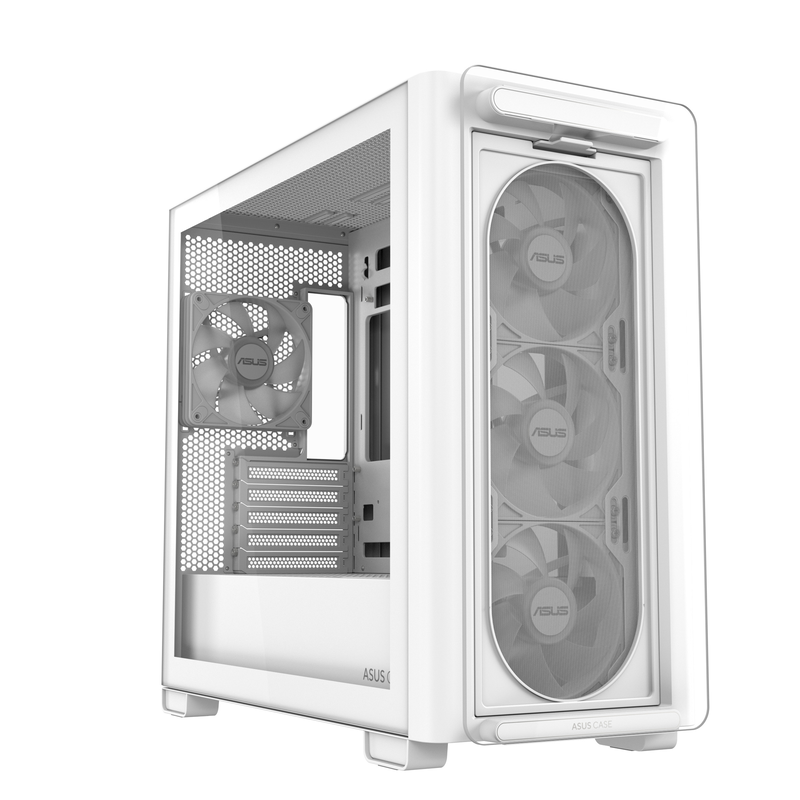 Asus pc case matx tempered glass 4xargb fans a23 plus white, , medium-null