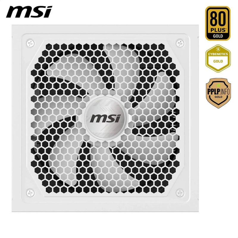 Msi mag a1000gl pcie5 1000w white power supply atx 3.1 80 plus gold fully modular 12v-2x6 600w pcie 5.1 135mm fdb-null