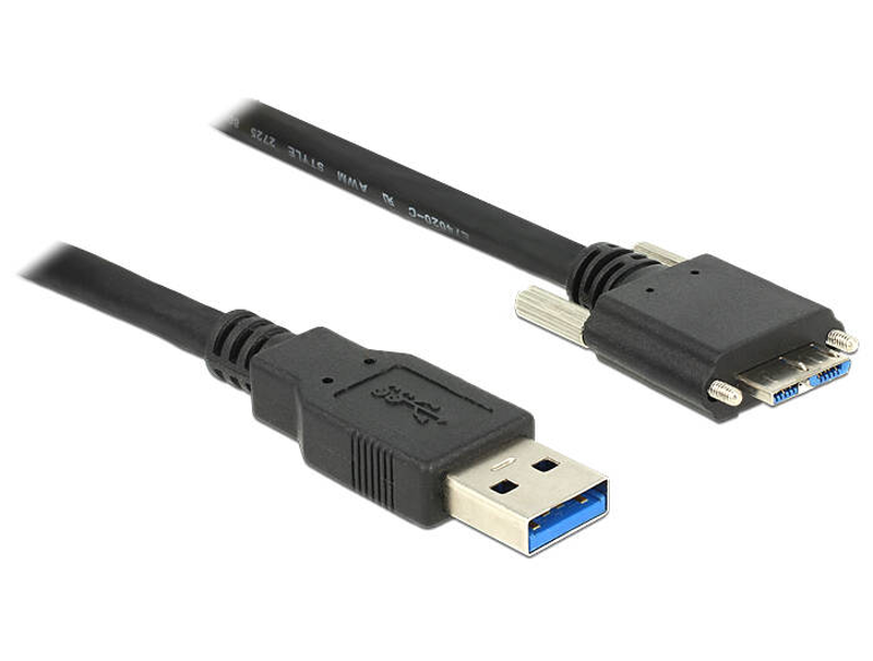 Delock / USB cable / micro-USB type b (m) to USB type a (m) / USB 3.0 / 3 m / thumbscrews / black-null