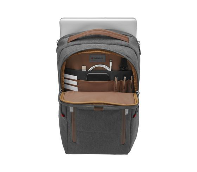 Wenger, city upgrade, 16" laptop backpack w/ cross body day bag, grey, , medium-null