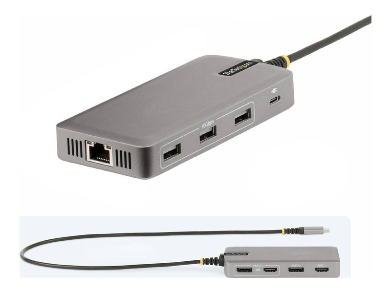 Startech.com 117b-USBc-multiport USB-c triple-monitor multiport adapter dual 4k 60hz HDMI displayport 100w pd gbe grey-null