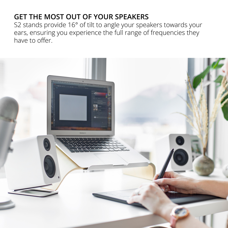 Kanto s2w angled desktop speaker stands for small speakers - white, pair-null