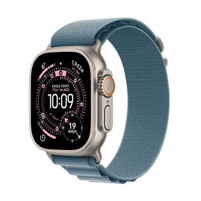 Apple Watch Ultra 3 GPS + Cellular 49mm Natural Titanium Case with Light Blue Alpine Loop - Large, Natural Titanium, medium