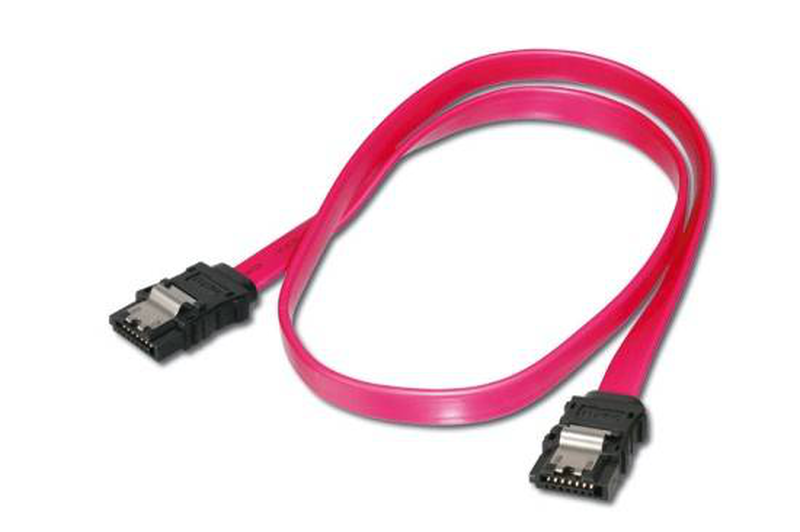 Assmann / sata cable / serial ata 150/300/600 / sata to sata / 30 cm / latched, molded, flat / red, , medium-null